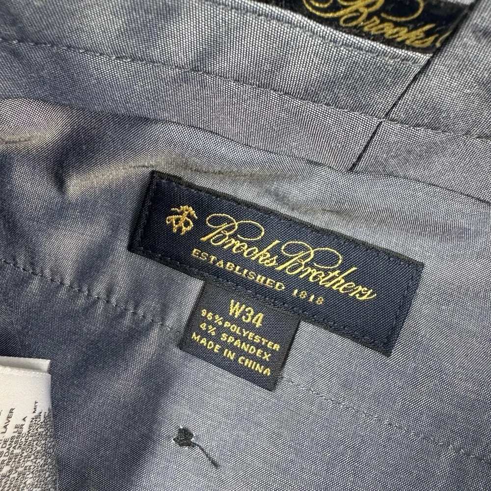 Brooks Brothers Navy Blue Stretch‎ Performance Men's Plain Front Chino Short 34